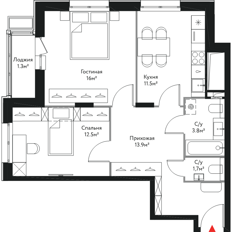 Продажа 2-комн квартиры в новостройке Москва г., Краснобогатырская ул.,  к. 3