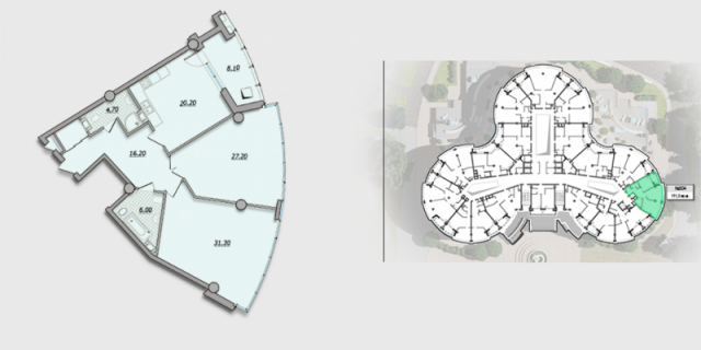 Планировка ЖК Crystal, 58.5 м2