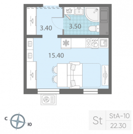 Продажа студии Ковалево п., Поперечная ул.,  к. 15