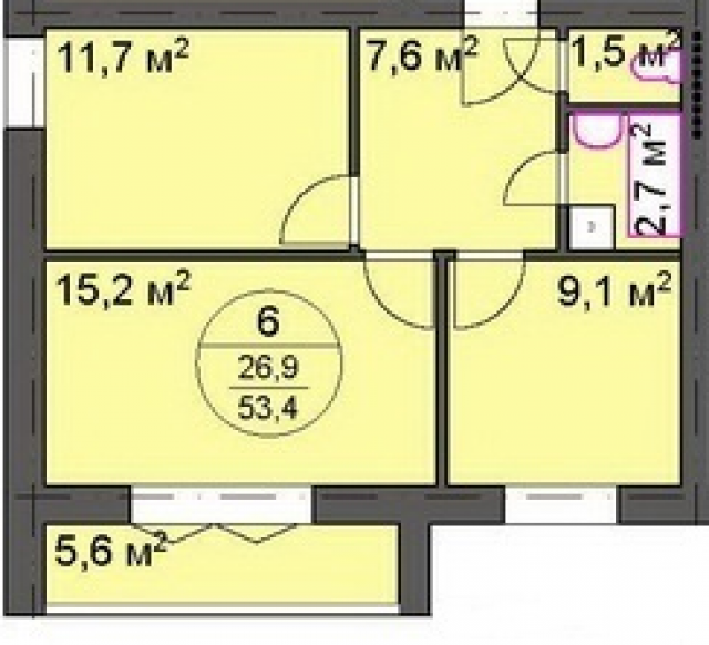 Планировка ЖК Софьино, 26.9 м2