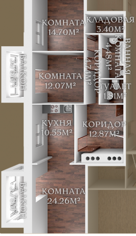 Планировка ЖК 31 квартал, 51.03 м2