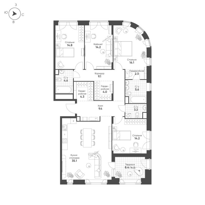 Продажа 4-комн квартиры в новостройке Москва г., Октябрьская ул.,  к. 1