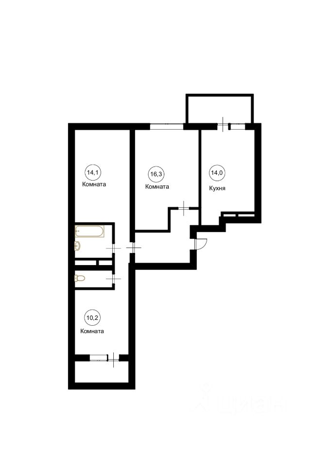 Продажа 3-комн квартиры на вторичном рынке улица Вертолетчиков, 2