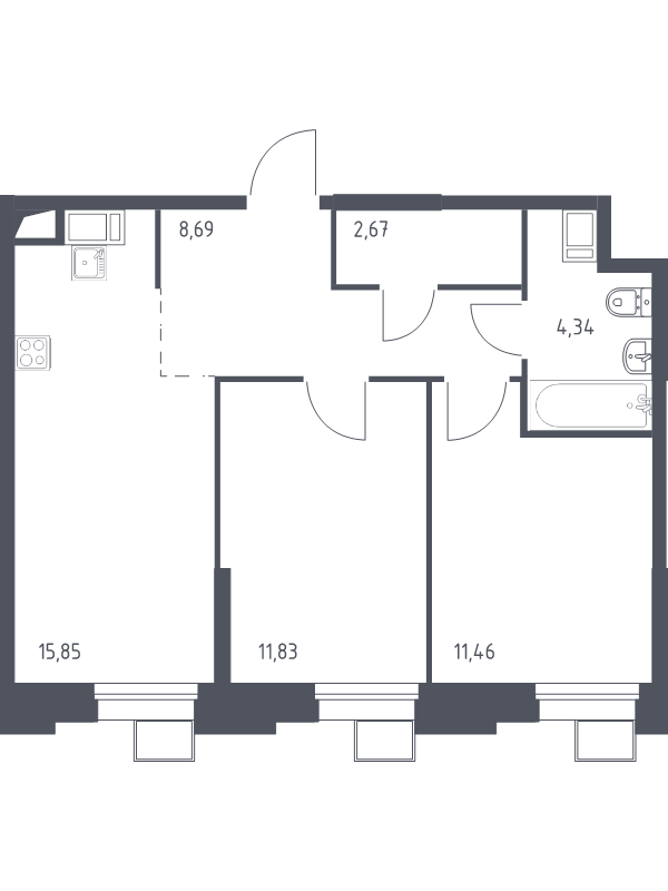 Продажа 2-комн квартиры в новостройке Дудкино д., Цветочная ул.,  к. 2.2