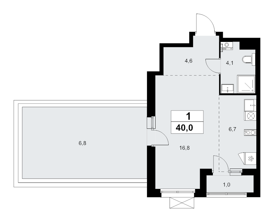 Продажа студии Прокшино д., Проектируемый проезд № 7029,  к. 9.1