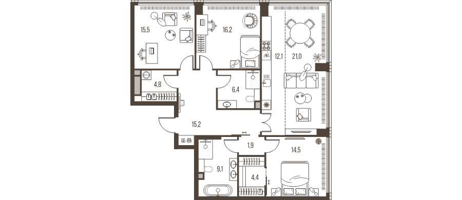 Продажа 3-комн квартиры в новостройке Москва г., Летниковская ул.,  к. 4