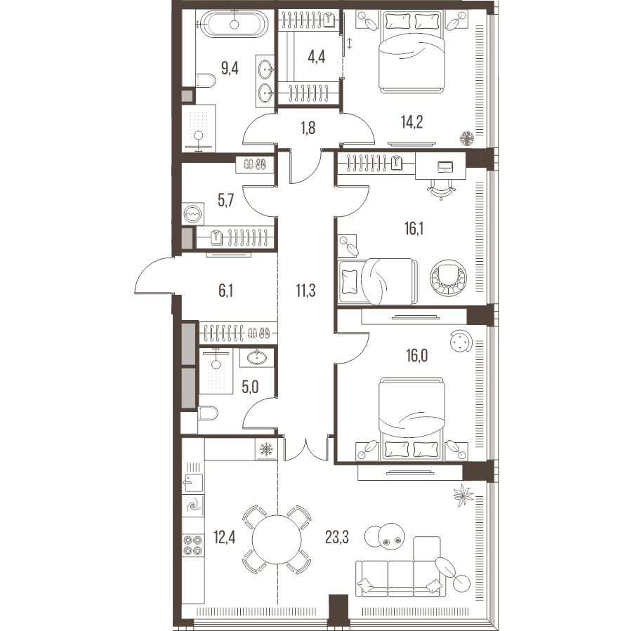 Продажа 3-комн квартиры в новостройке Москва г., Летниковская ул.,  к. 4