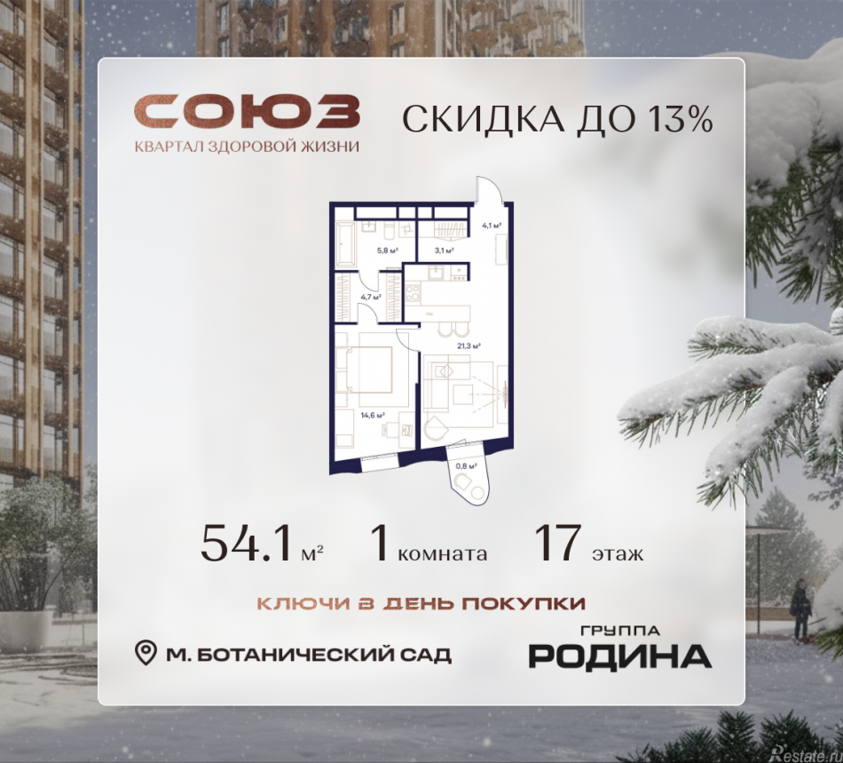 Продажа 1-комн квартиры в новостройке Сельскохозяйственная ул., 26, стр. 11