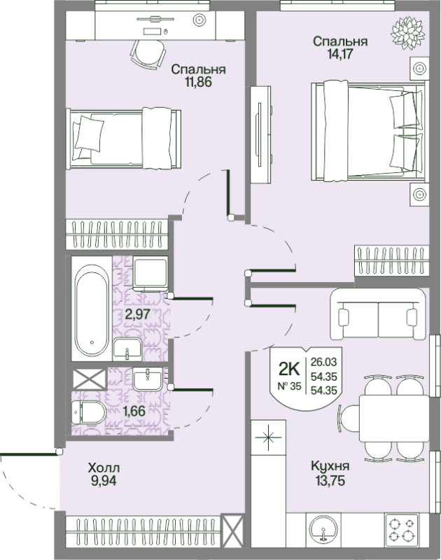 Продажа 2-комн квартиры в новостройке Мистолово д., Большой пр-кт,  к. 2