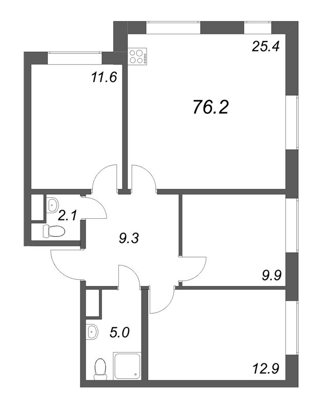 Продажа 3-комн квартиры в новостройке Санкт-Петербург г., Шкиперский проток,  к. 1.1