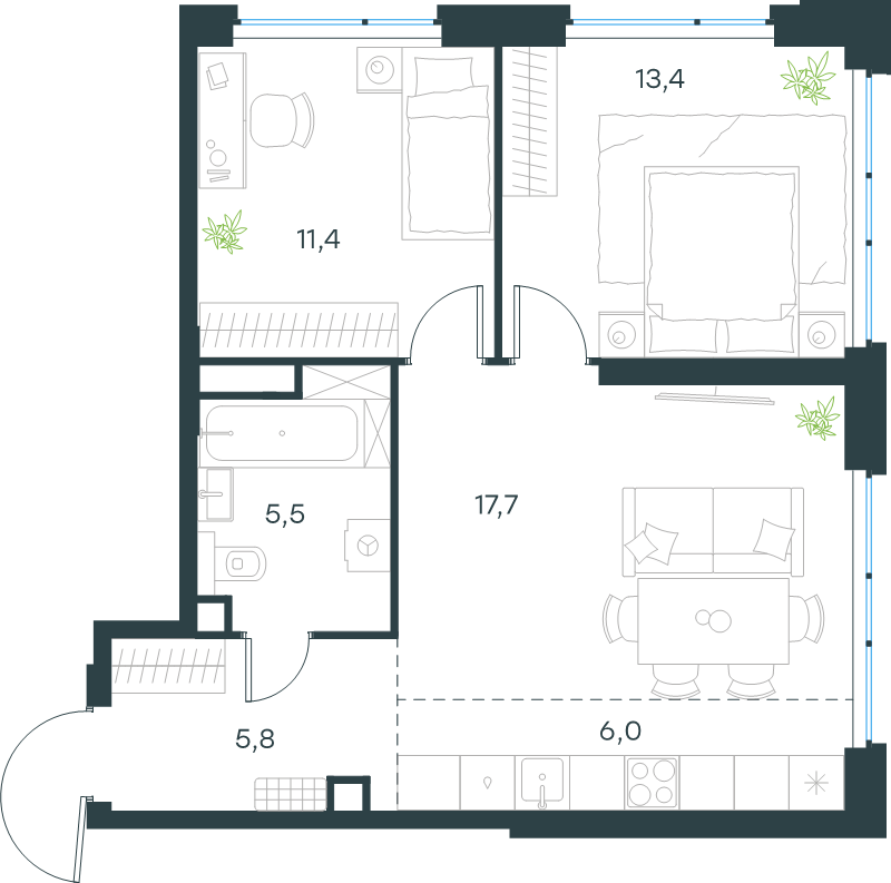 Продажа 2-комн квартиры в новостройке Москва г., Озерная ул.,  к. 13