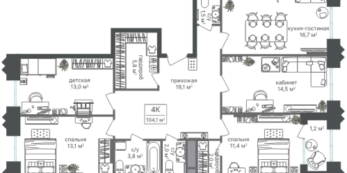 4-комн квартира Москва г., Варшавское ш.,  к. 1