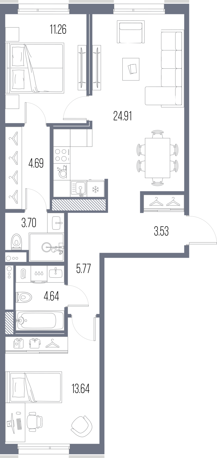 Продажа 2-комн квартиры в новостройке Кожевенная линия,  д. 2