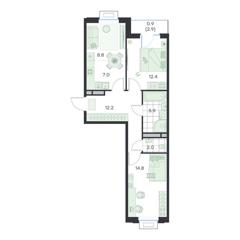 Продажа 2-комн квартиры в новостройке Раменское г., Михалевича ул.,  к. 2