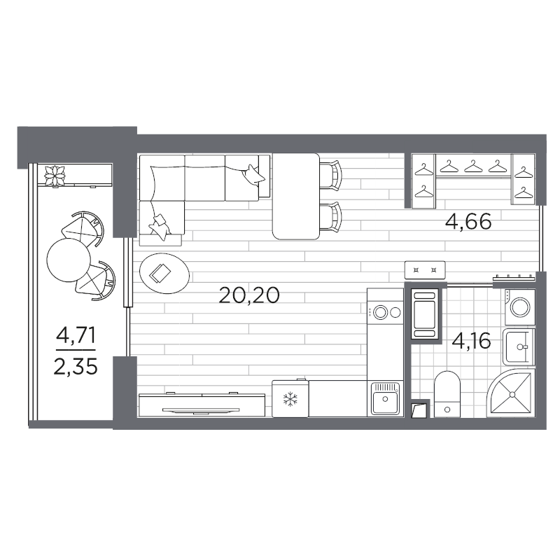 Продажа студии Санкт-Петербург г., Полюстровский пр-кт,  к. 3