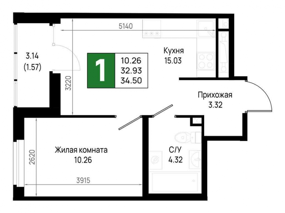 Продажа 1-комн квартиры в новостройке Новосаратовка дер., ЖК «Имена»