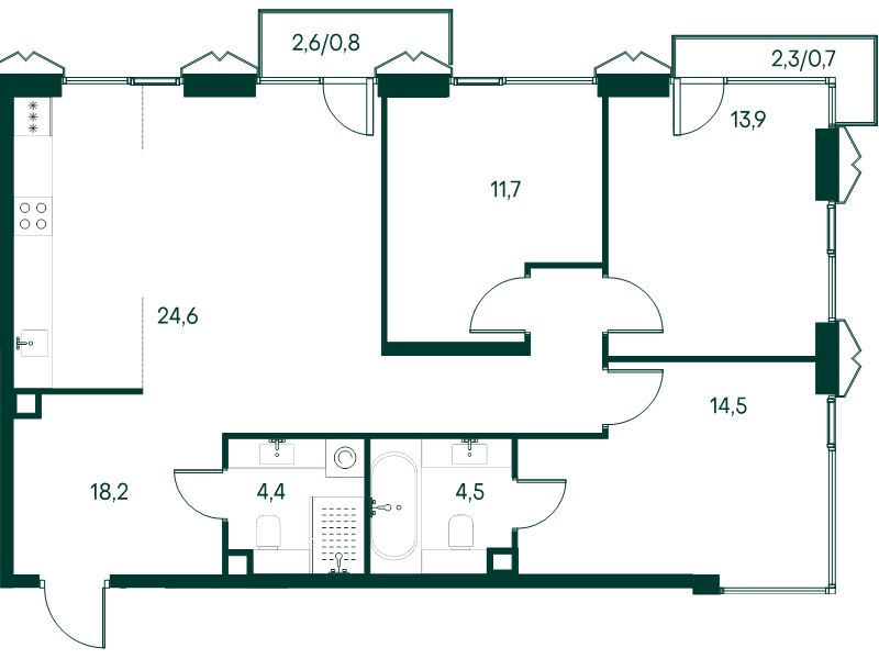 Продажа 3-комн квартиры в новостройке Москва г., Чкаловский б-р,  к. 3.1