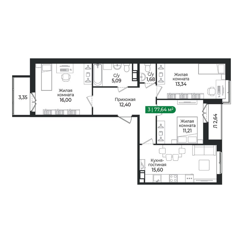 Продажа 3-комн квартиры в новостройке Сертолово г., Дмитрия Кожемякина ул.,  к. 4