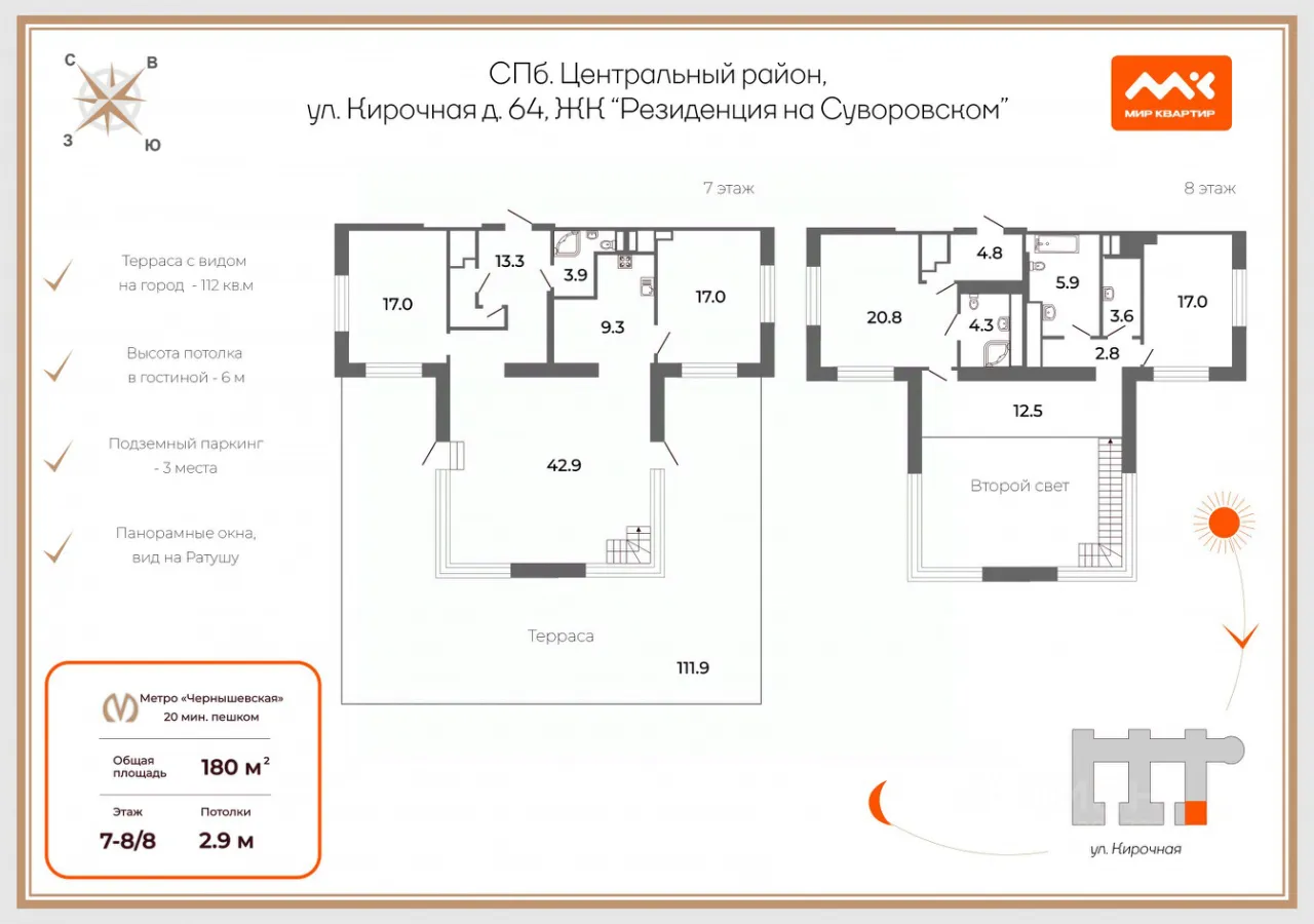 Продажа 5-комн квартиры на вторичном рынке Кирочная улица, 64