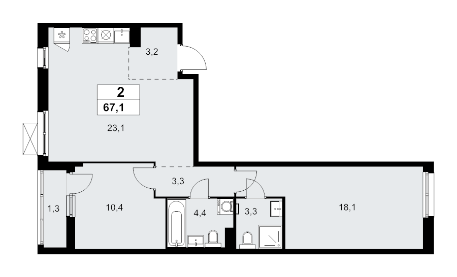 Продажа 2-комн квартиры в новостройке Прокшино д., Проектируемый проезд № 7029,  к. 9.4