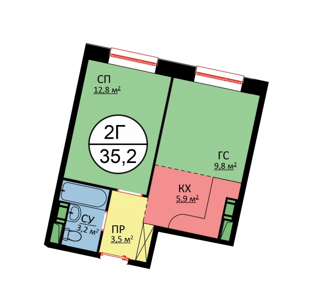 Планировка ЖК Букинист, 22.6 м2