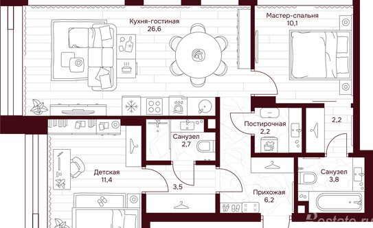 Продажа 2-комн квартиры в новостройке улица Серпуховский Вал,  д. вл7