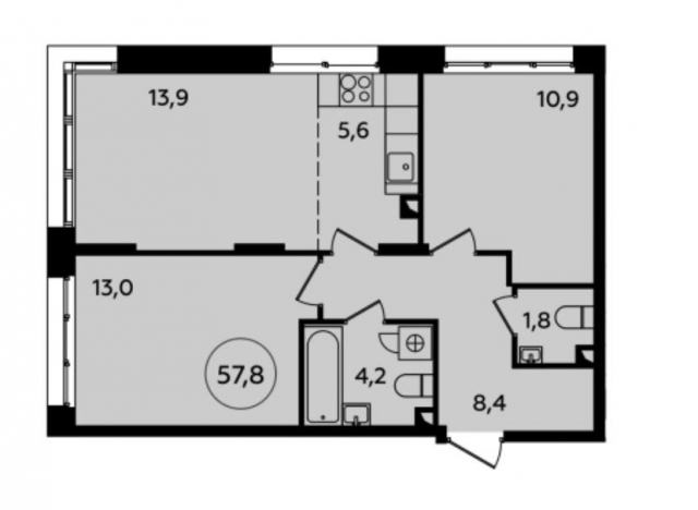 Планировка ЖК Скандинавия, 23.9 м2