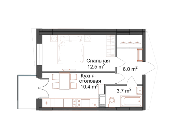 Планировка ЖК СемьА, 12.5 м2