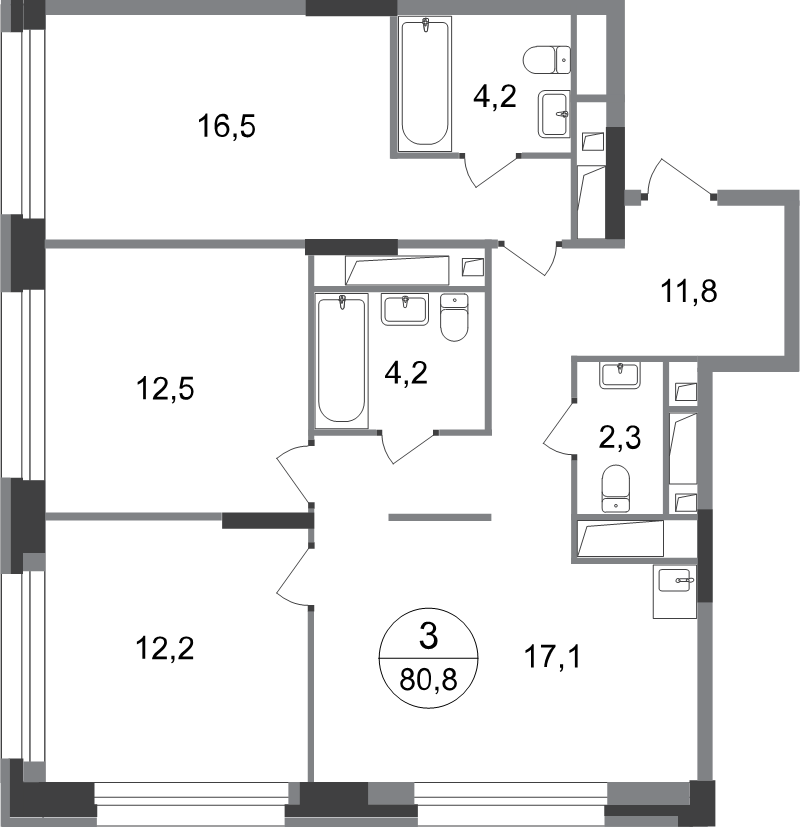 Продажа 3-комн квартиры в новостройке Московский г., Бианки ул.,  к. 7.3