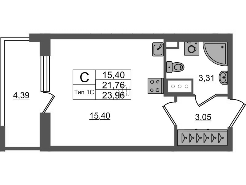 Продажа студии Санкт-Петербург г., Октябрьская наб.,  к. 1.1