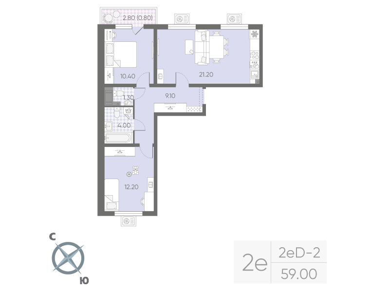 Продажа 2-комн квартиры в новостройке Санкт-Петербург г., Пискаревский пр-кт,  к. 20