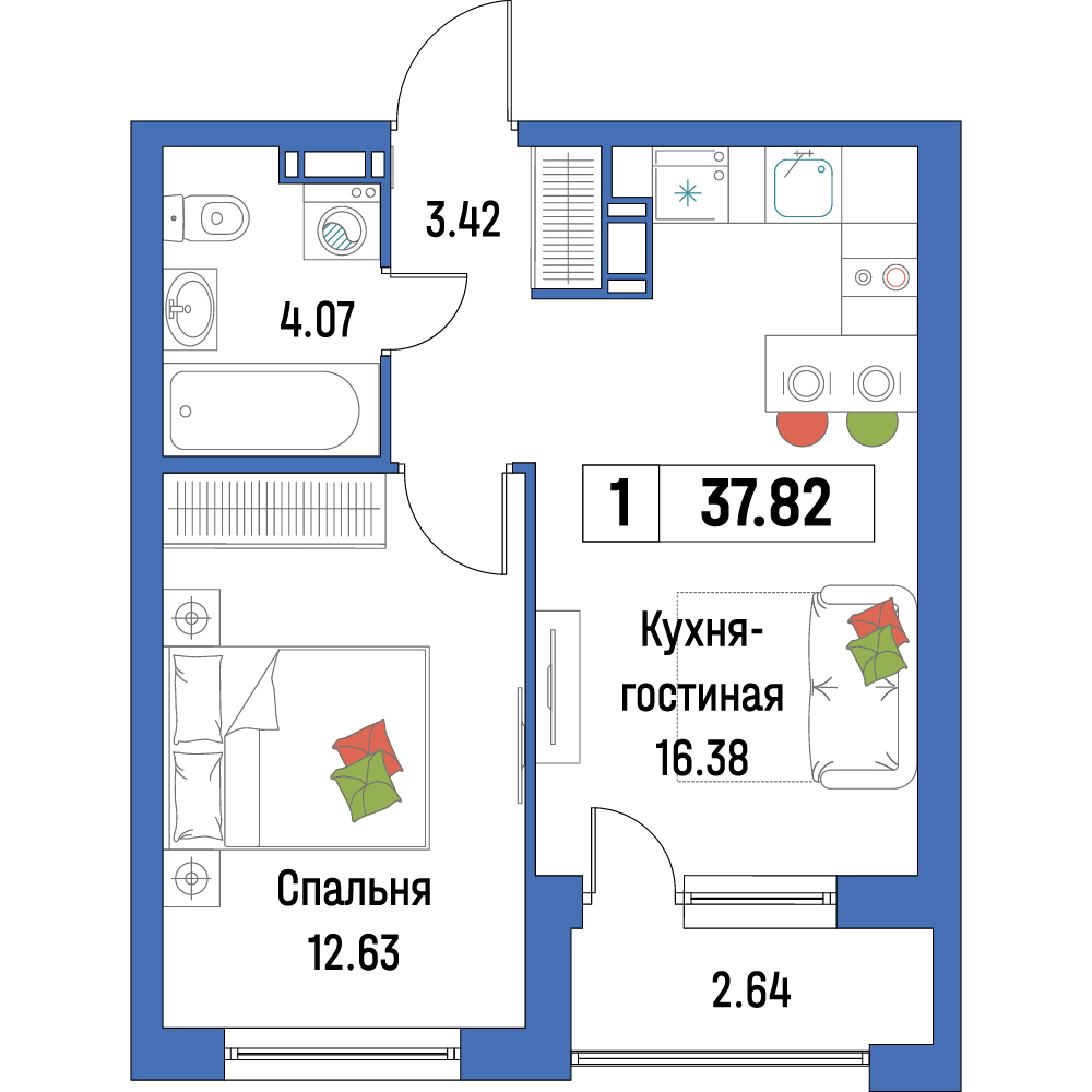 Продажа 1-комн квартиры в новостройке город Мурино, Шувалова, 38