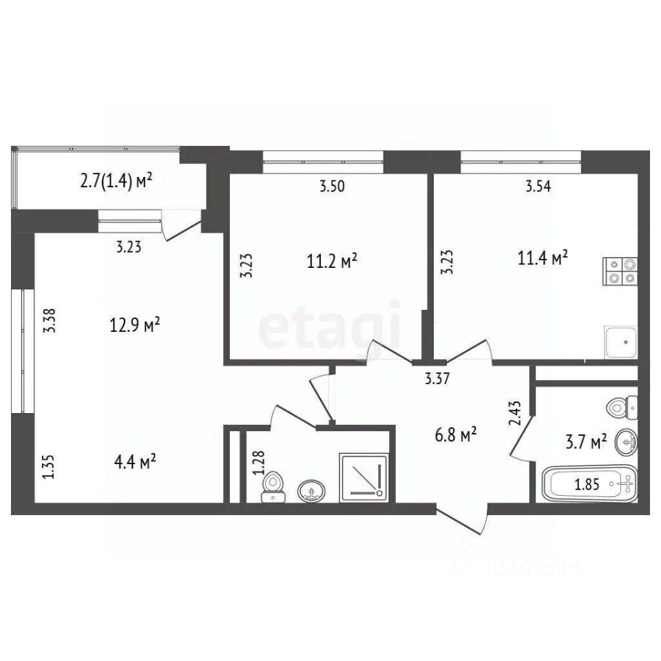 Продажа 2-комн квартиры на вторичном рынке бульвар Скандинавский, 14