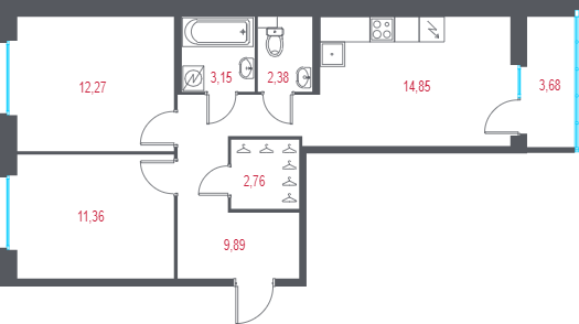 Продажа 2-комн квартиры в новостройке Пушкин г., 1-я линия, территория Лесное,  к. 2.2