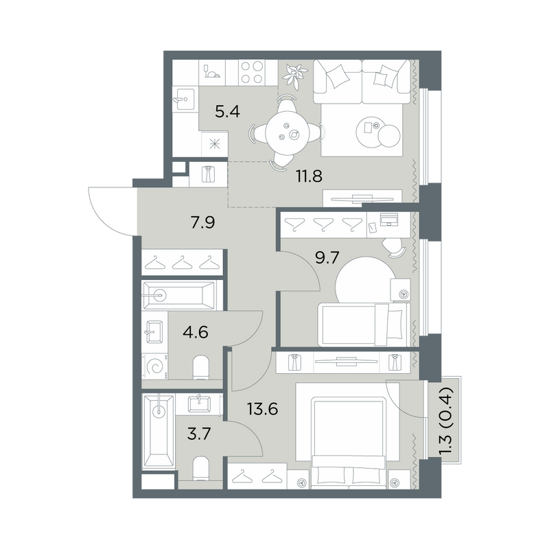Продажа 2-комн квартиры в новостройке Поздняково д., Солнечная ул.,  к. 1.1