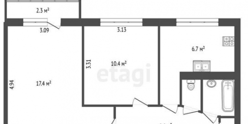 2-комн квартира Колпино г, Трудящихся б-р,  д. 8