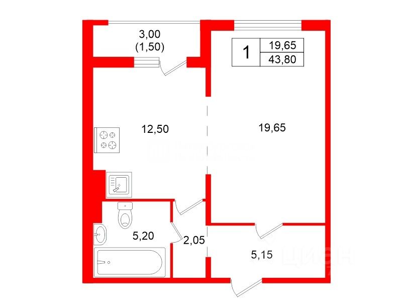 Продажа 1-комн квартиры на вторичном рынке улица Академика Павлова, 8к1