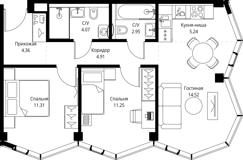 Продажа 2-комн квартиры в новостройке Москва г., Мира пр-кт,  к. 3