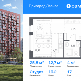 Продажа студии посёлок городского типа Мисайлово, улица Современников, 13.2