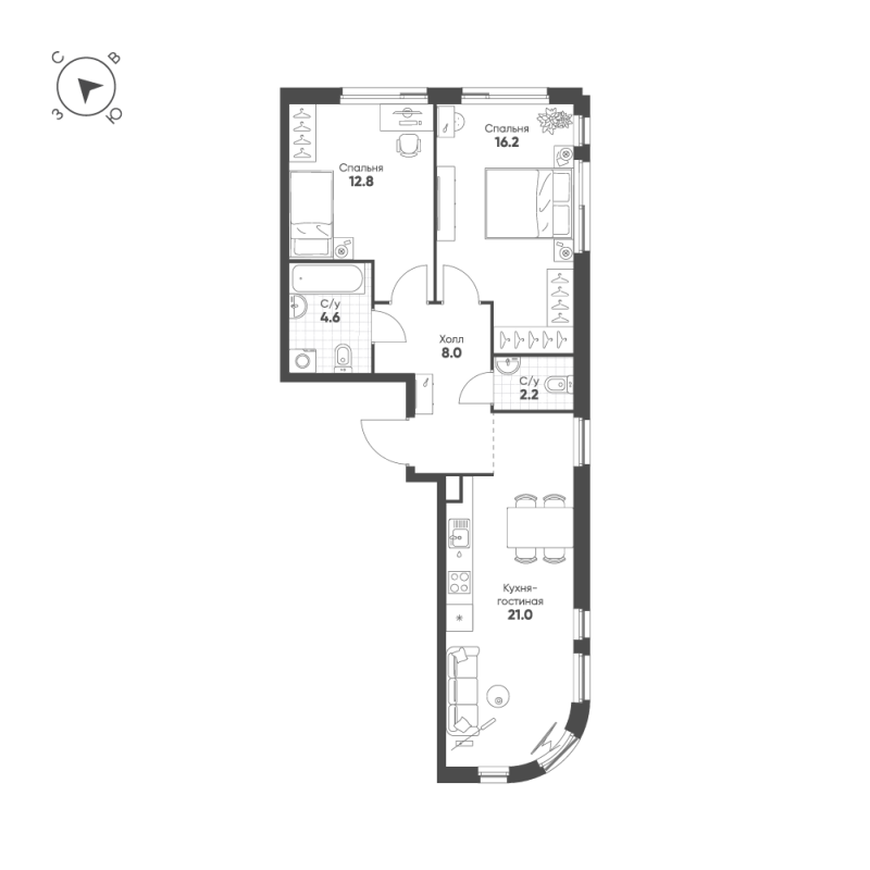 Продажа 2-комн квартиры в новостройке Москва г., Автозаводская ул.,  к. 4.5.2
