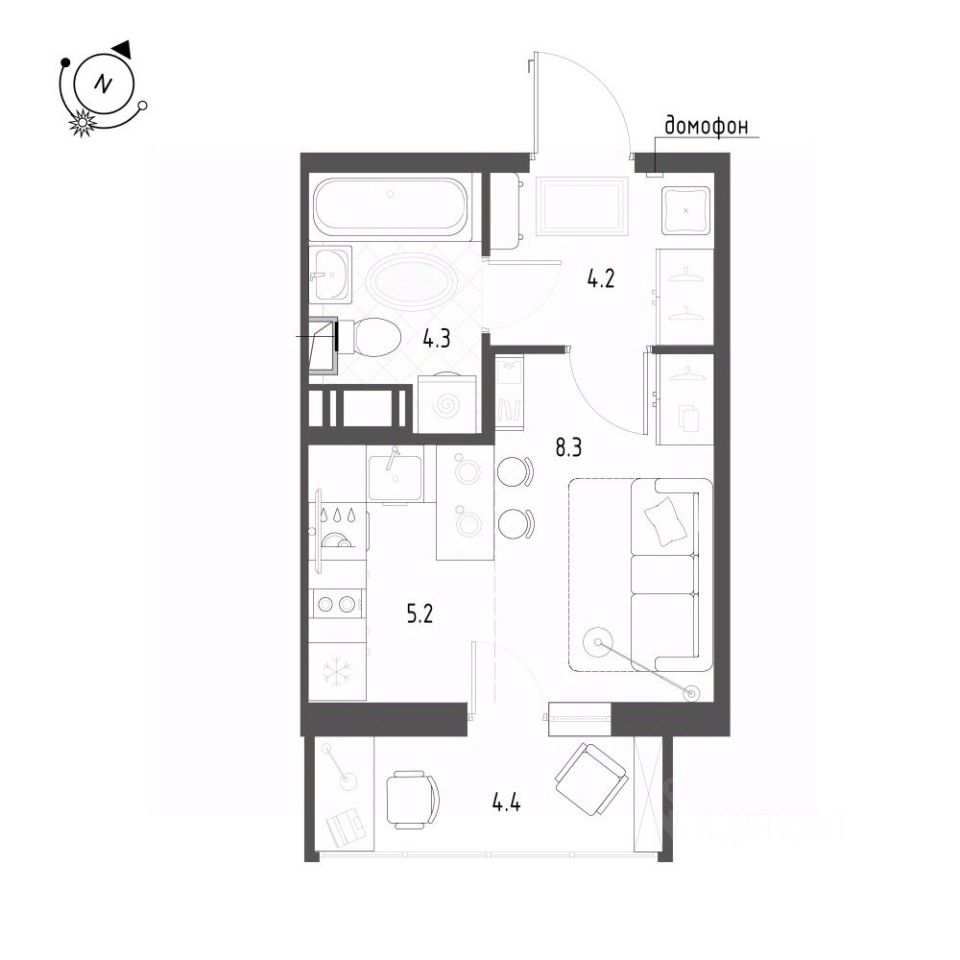 Продажа студии пос. Шушары, улица Чудовская, 14к1