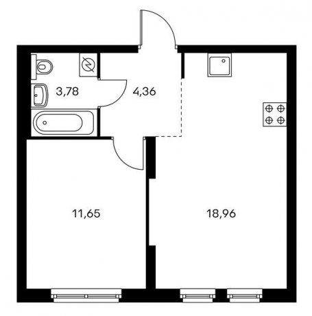 Планировка ЖК Измайловский 11, 18.96 м2