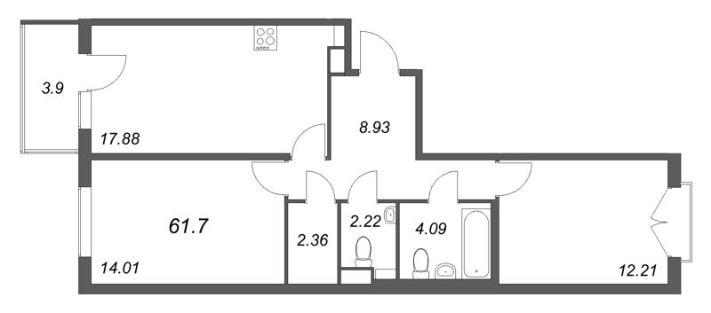 Продажа 2-комн квартиры в новостройке Стрельна п., Будённого пр-кт,  к. 5.5