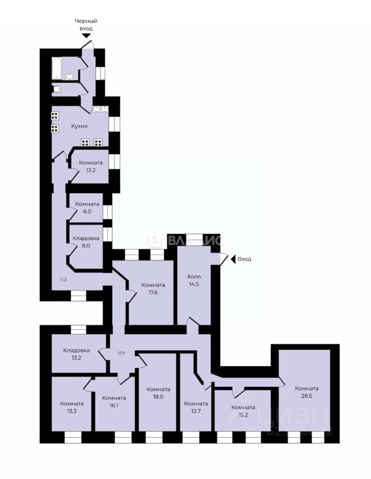 Продажа 6-комн квартиры на вторичном рынке улица Рылеева, 15