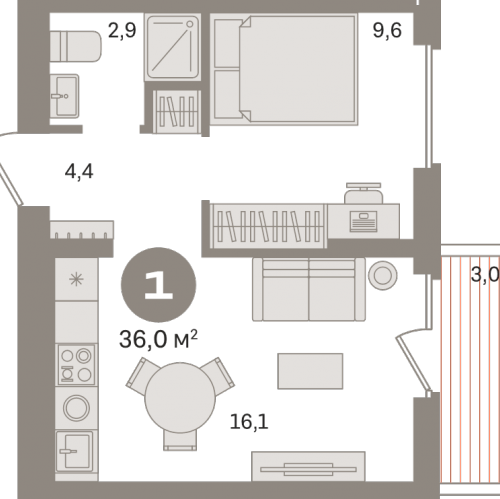 1-комн квартира Сапроново д., Калиновая ул.,  к. 9