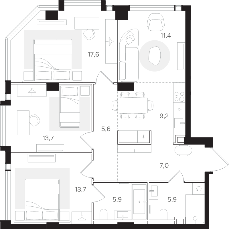 Продажа 3-комн квартиры в новостройке Москва г., Большая Тульская ул.,  к. А