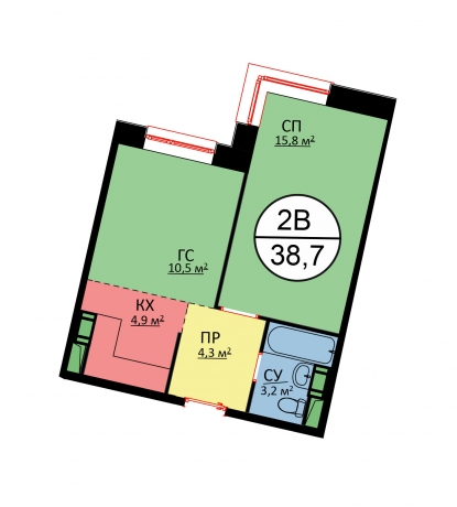 Планировка ЖК Букинист, 26.2 м2