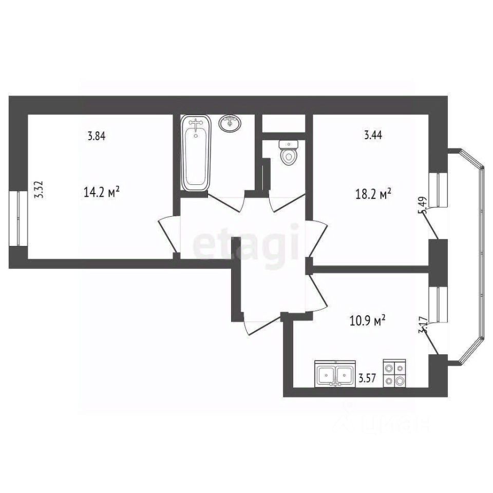 Продажа 2-комн квартиры на вторичном рынке Сходня мкр, улица Ленинградская, 3к1