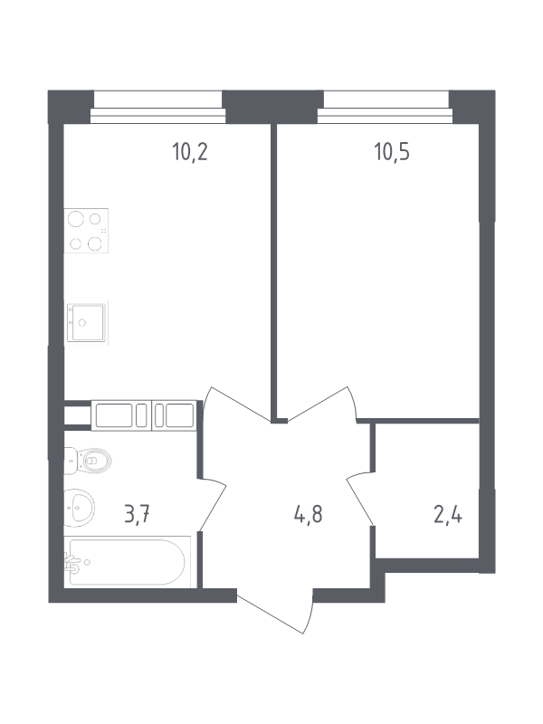 Продажа 1-комн квартиры в новостройке Газопровод п., 5-я улица Лесные Поляны,  к. 2.1