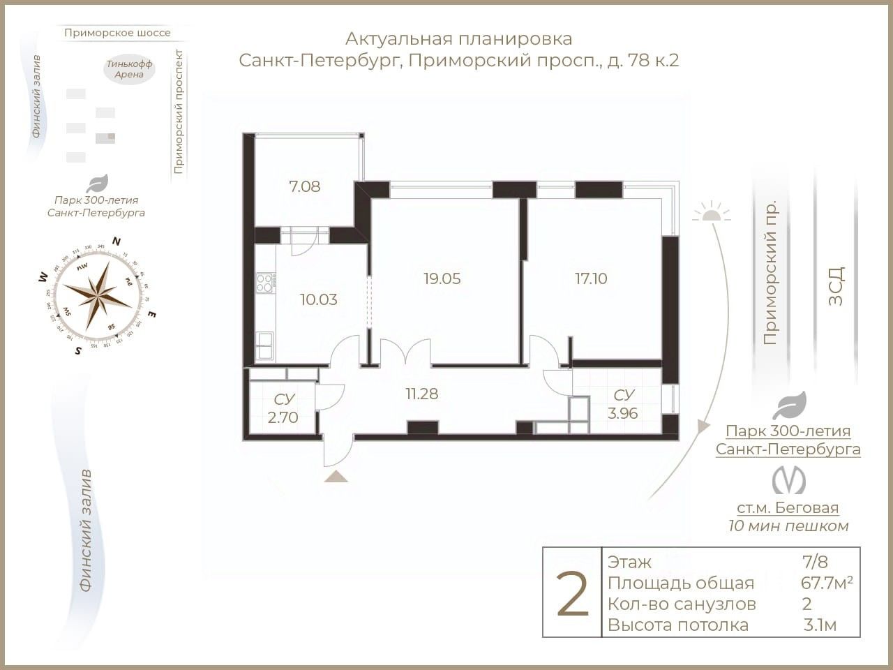 Продажа 2-комн квартиры на вторичном рынке Приморский проспект, 78к2